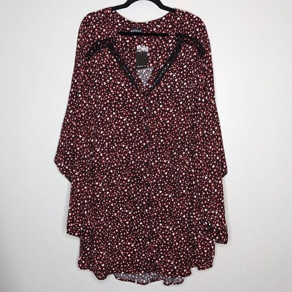 Torrid Emma Babydoll Rayon Slub Lace Trim Tunic Top 6 - Picture 1 of 12